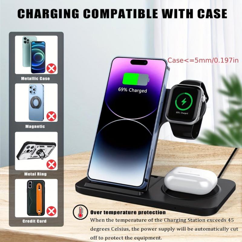 Wireless Qc3.0 15w Fast Charging Station, Fast Charging Dock, Foldable Multi-Device Charger, Christmas Gift Idea, New Year Present Option