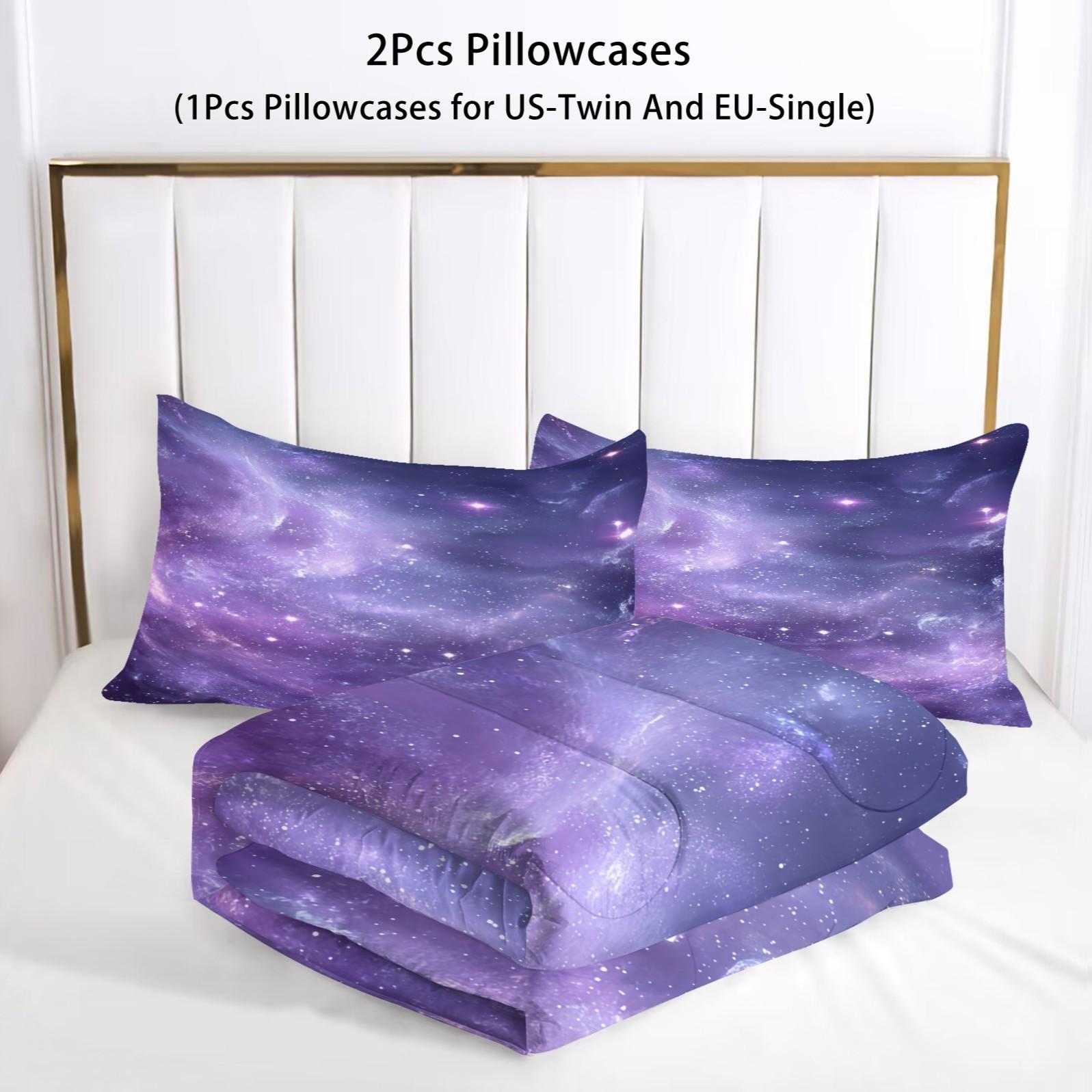 Galaxy Starry Sky Quilt Set, 1 Blanket With 1/2 Pillowcase (Excluding Pillow Core), Suitable For All Seasons Bedding In Bedrooms, Dormitories, And Guest Rooms, Suitable For Teenagers And Adults