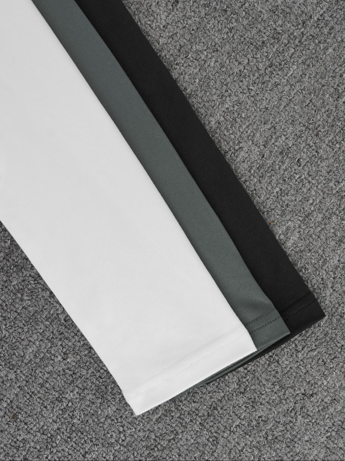 3pcs Autumn And Winter Women'S Casual Fashion Sporty Tee Set, With Multi Button Design, Solid Color Round Neck Long Sleeved Top, Athleisure Wear Set