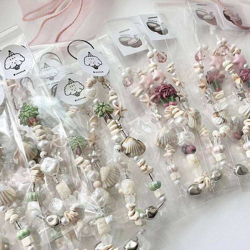 Creative Seashells Beaded Phone Chain Anti-loss Phone Strap Charm Cute Pendant Lanyard For Girl Cell Phone Wrist Strap