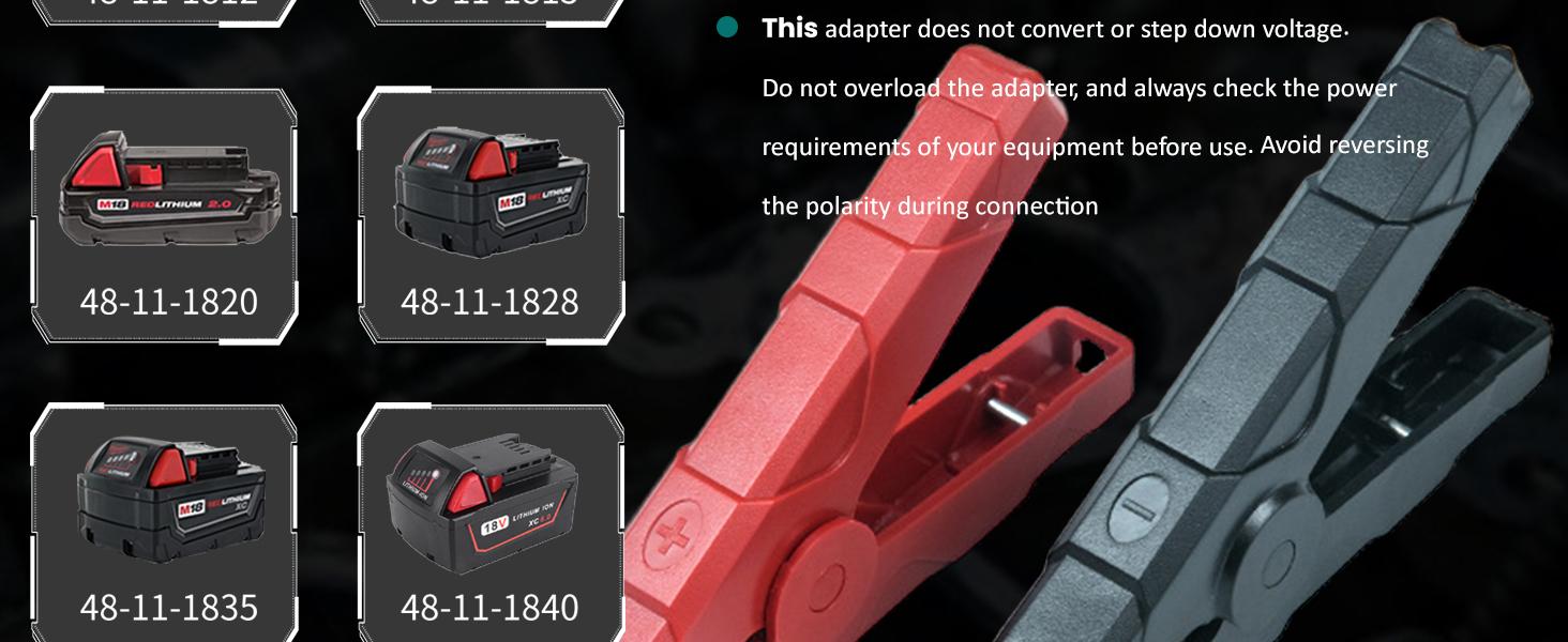 M18 Jumper Cables for Milwaukee 18V Batteries |     2FT 8AWG Booster Cable with Alligator Clips |     Jump Start Cars/RVs& Charge Tools |     392 °   F/200 °   C Silicone Wire Heat Resistant (Battery Not Included)