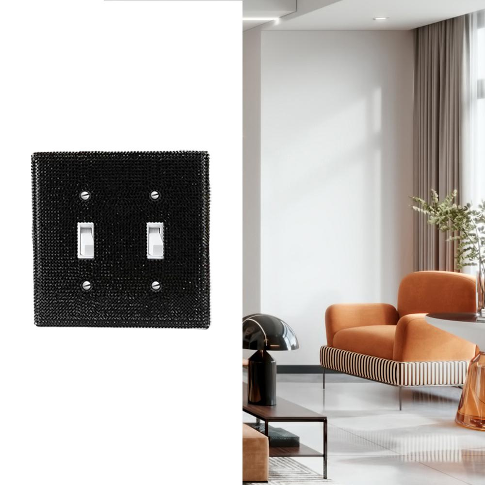 Shiny Rhinestone Wall Panel, Light Switch Cover, Durable Decorative Dual Toggle Socket Panel, Stylish Home Accessory