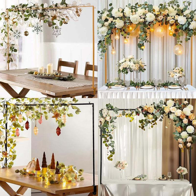 Over the Table Rod Stand with Clamps Adjustable 13''-42'' Tall 29"-98" Length Gold Table Arch Hanging for Wedding Birthday Party Halloween Christmas Decoration