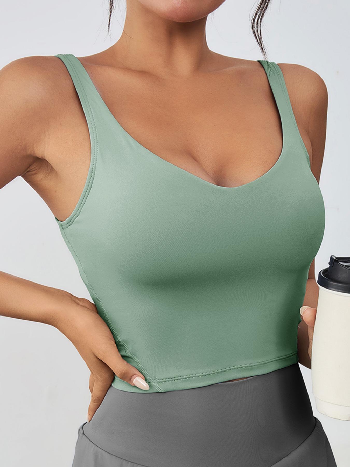 Women's Solid Sports Bra, Sporty Wide Strap Lingerie Top for Tennis Pickleball, Gym Clothes, Women's Athletic Clothing for Indoor Outdoor Wear