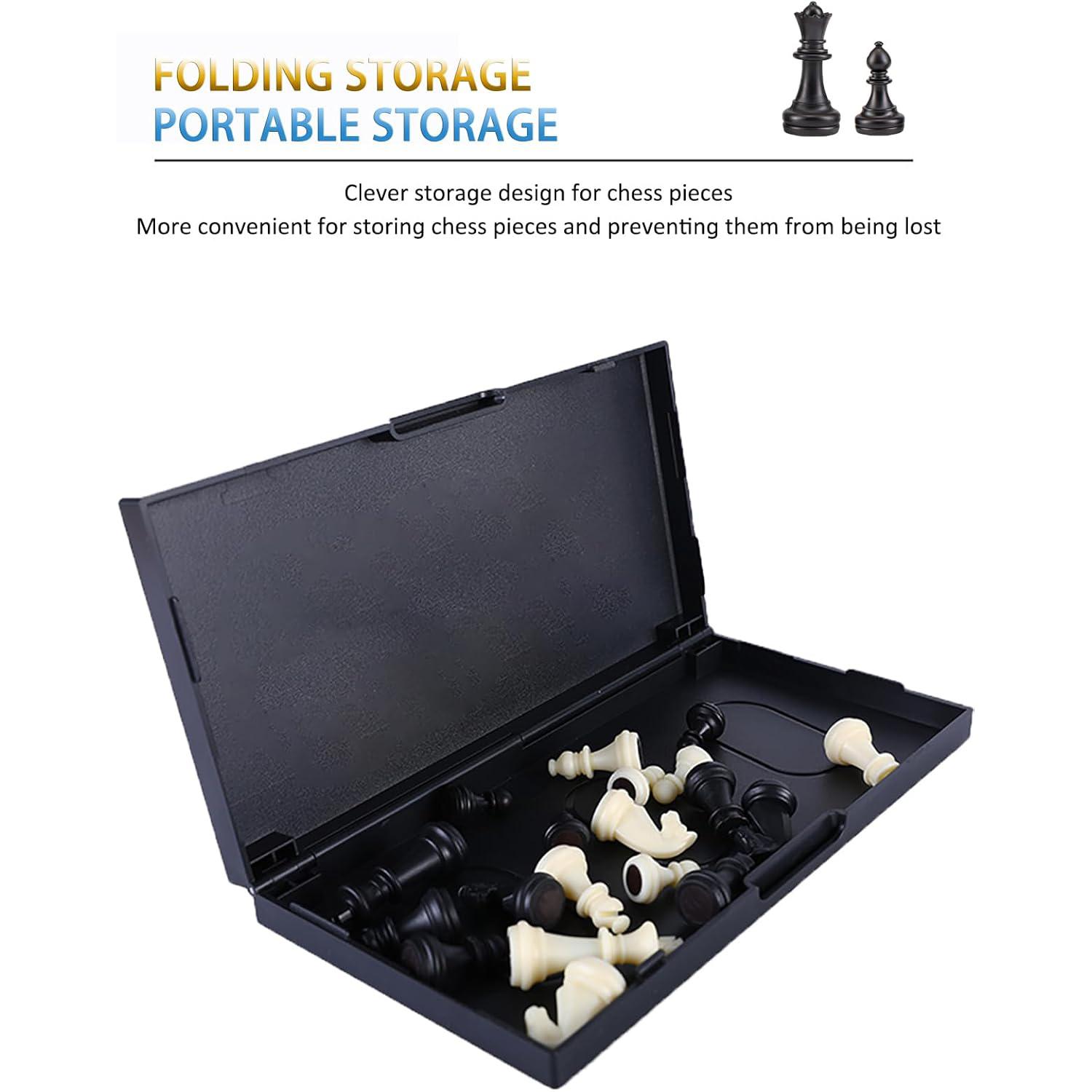 Magnetic Travel Chess Set for Kids and Adults, Portable Foldable Board Educational Toy, Mini Pocket Chess and Checkers Set, Family Game Night, Strategy Board Games