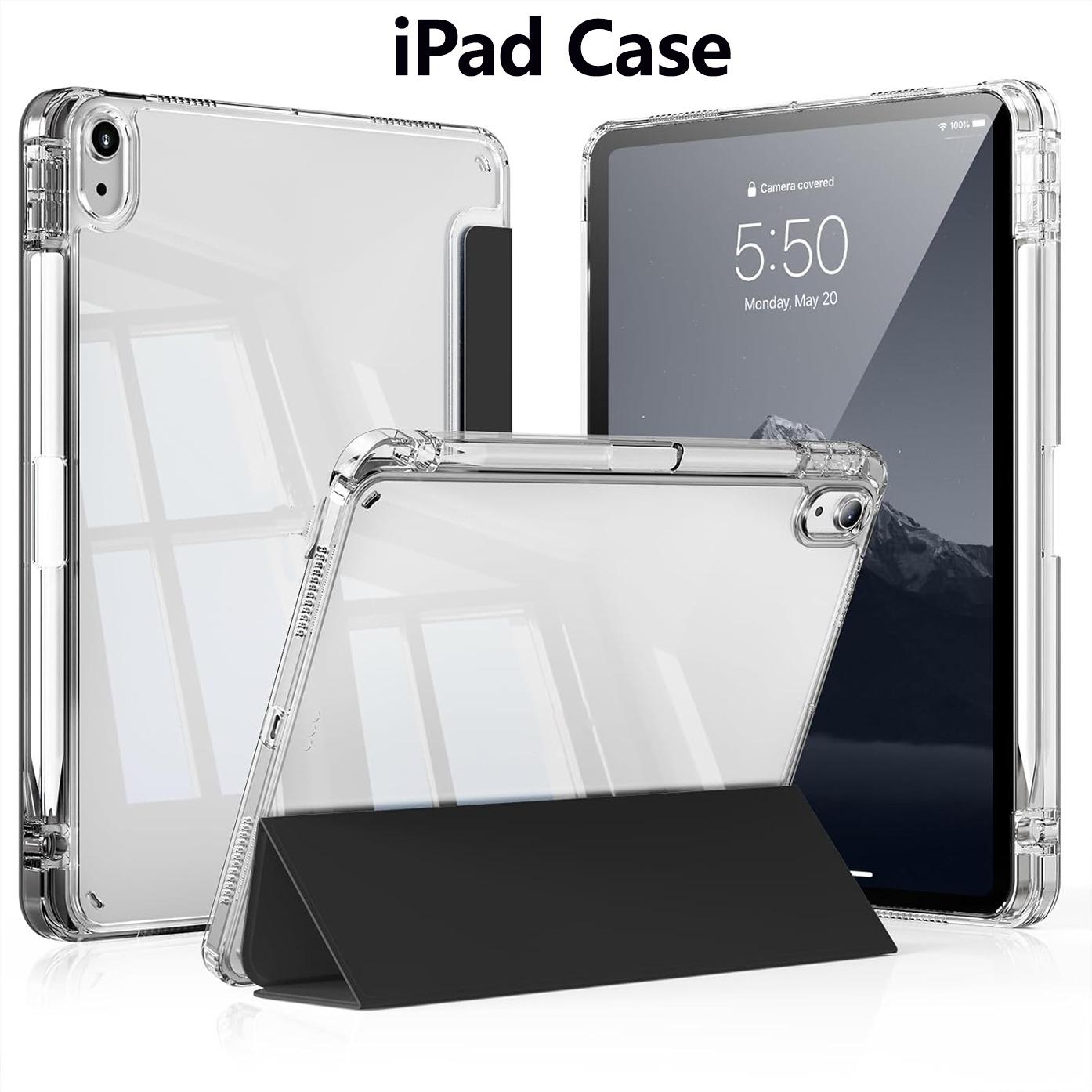 For iPad Case Compatible with A16 Models from The 11Th And 10Th Generations (2025/2022), As Well As iPad  Air M2 M3 11inch/13inch Ipads,  Ipad Pro M4 11inch/13inch， It Features a Holder for The Pencil, a Hard Clear Transparent Back Shell, a Soft TPU Shock