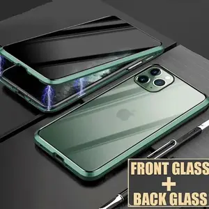 Anti-peeping Double Side Protection Privacy Screen Phone Case For iPhone 17 16 15 14 13 12 11 Pro Max Metal Frame Cover