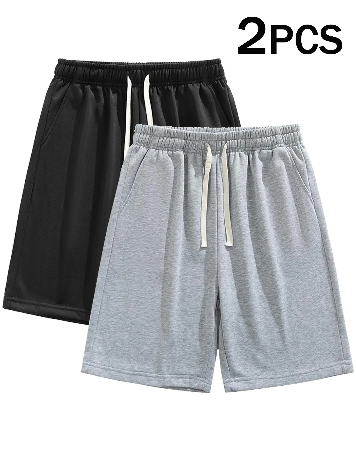 Men's Summer Casual Shorts, Plain Loose-Fit Gym Shorts, Polyester Fabric, Ideal for Home and Outdoor Activities, Drawstring Waist with Pockets, Athletic Shorts, Lightweight Workout Shorts, Lightweight Summer Shorts