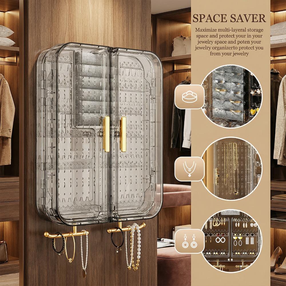 Wall Mounted Jewelry Storage Rack, Clear Jewelry Display Rack, Jewelry Organizer, Home Organizer for Earrings & Necklace & Bracelet, Boxes, Jewelry Holder Organizer