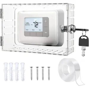 Universal Clear Thermostat Lock Box with Key Large Lockable Thermostat Cover Guard for Wall Mounted Thermostats Fits 6.3''*4.72''*2.2'' or Smaller