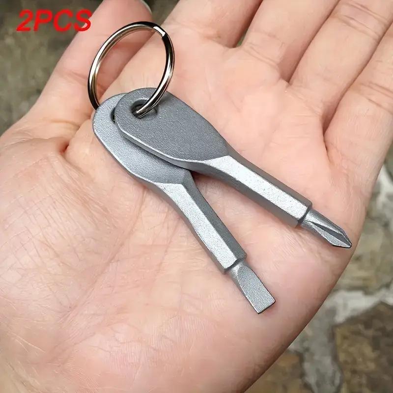 Camping Mini Screwdriver Keychain, Portable Cross Flat Head Screwdriver Key Ring, Compact Tool Accessory for Outdoor Adventures