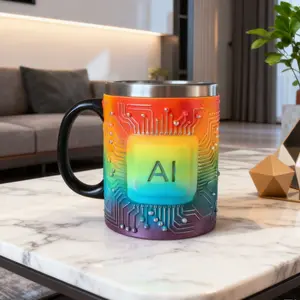 Cyberpunk Chip Ceramic Cup, Motherboard Circuit Embossed Creative Mug, Geek Gift Tech Company Present, Home Office Style Water Bottle