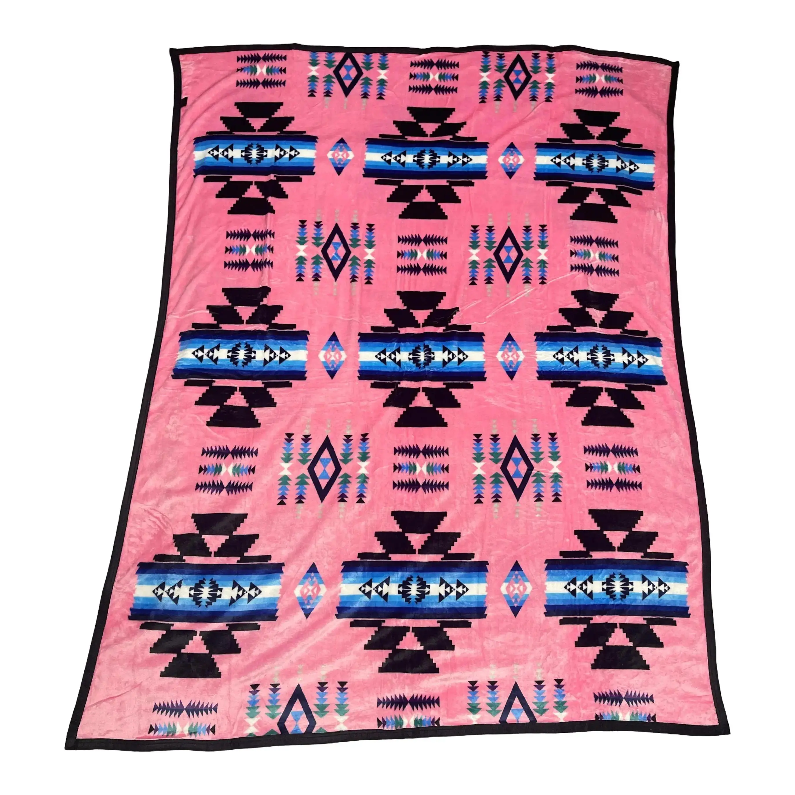 Native Sunset Blush Pink Halloween Flannel Throw Blanket - Single-Layer Soft, Elegant Fall Bedding Decor, All-Season Home Gift for Bed Comforter Layering