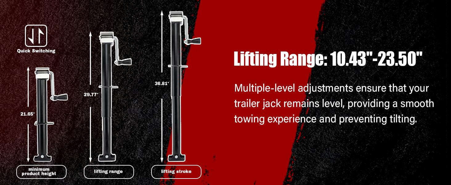 TYT A-Frame Trailer Jack, 5000lbs Capacity Side Wind Trailer Jack with Foot Plate, 15" Vertical Travel Heavy Duty Trailer Jack for Trailer, Utility Trailer, Yacht Trailer, Camper