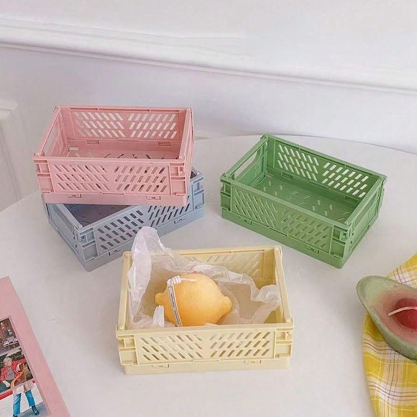 Folding Storage Basket, Collapsible Desktop Organizer, Ideal for Organizing Essentials & Cosmetics, Compact Design for Efficient Space Utilization