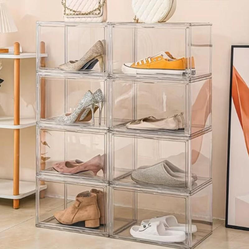 Transparent Acrylic Storage Box with Lid, Dustproof Stackable Design, Ideal for Organizing Bags & Toys, Modern Home Decor Solution, Clear Storage Box