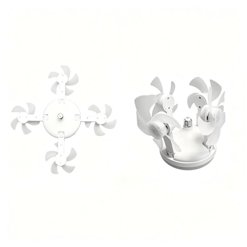 E27 Socket Ceiling Fan Light 2 in 1 Silent LED Fan with Remote Control, E27 Screw in Ceiling Fan in Light Socket, 3 Color and 3-Speeds Adjustable, Easy Install for Home (4-Heads)