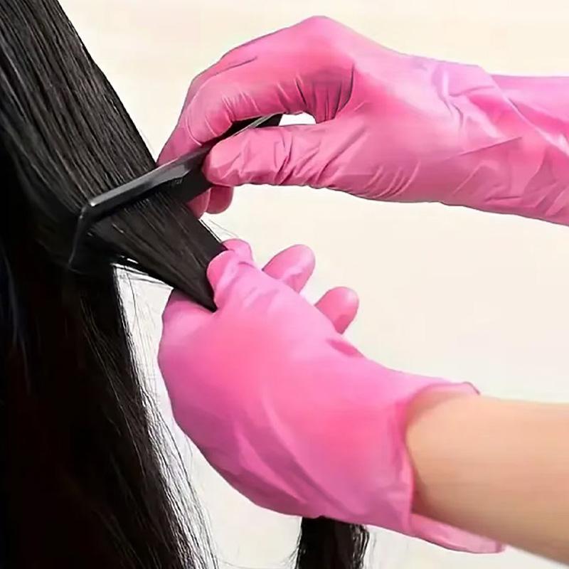 100/50/20 pcs, durable rose-pink nitrile gloves, odor-free, suitable for kitchen dishwashing, bathroom cleaning, tattooing, painting, beauty treatments, pedicures, hair coloring, hotel and pet care—an essential for household cleaning.