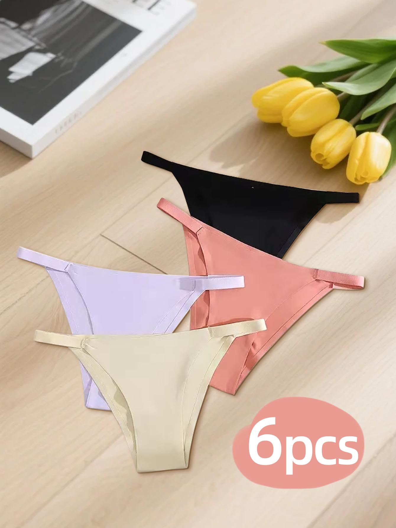 6pcs Of SeamlessWomen'SUnderwear, Fan-shaped, SeamlessTechnology.The Fabric ls Light AndBreathable, Suitable ForVariousCombinations And ShowsExguisiteness.