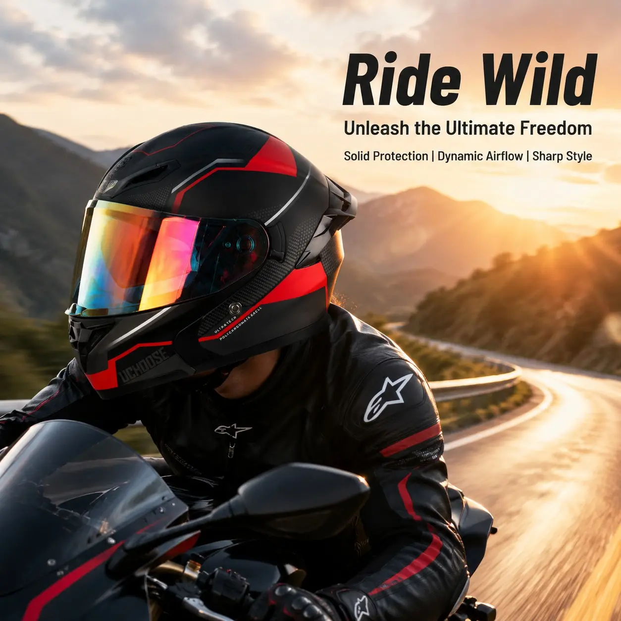 Motorcycle Helmet Dual Lens Design, Large Rear Wing, Dot Certified, Unisex, All-Season Riding Helmet for Men and Women