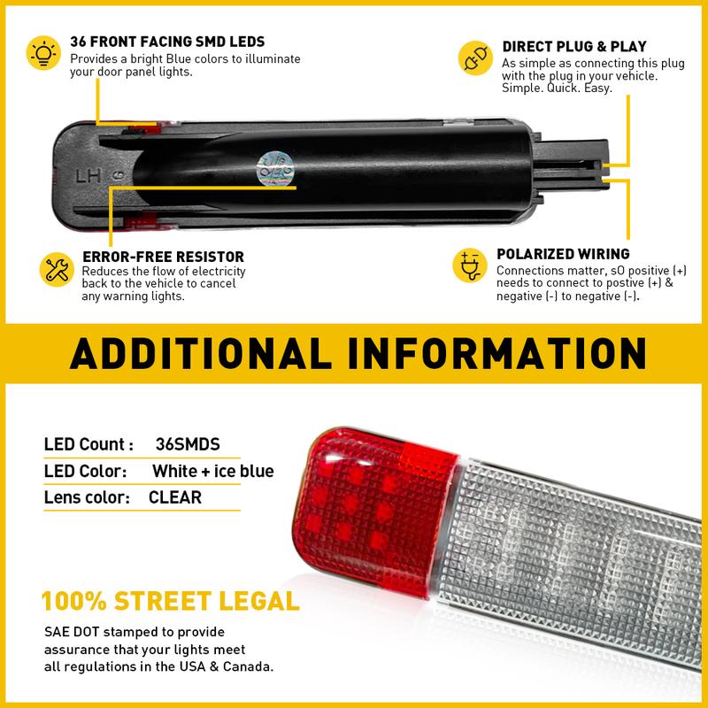 LED Door Panel Lights Courtesy Lamps Fit Chevrolet Silverado 1500 2500HD 3500HD Chevrolet & GMC Cadillac Hummer H2