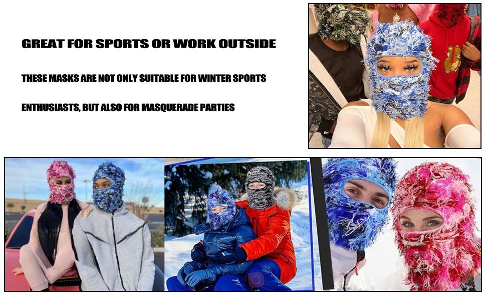 Winter Warm Solid Balaclava Mask - Windproof Full Face Knit Headgear for Skiing Hiking Outdoor Sports & Party Use Cozy Cold Weather Protection Solid Color Stylish Ski Mask with Unique Concave and Convex Design