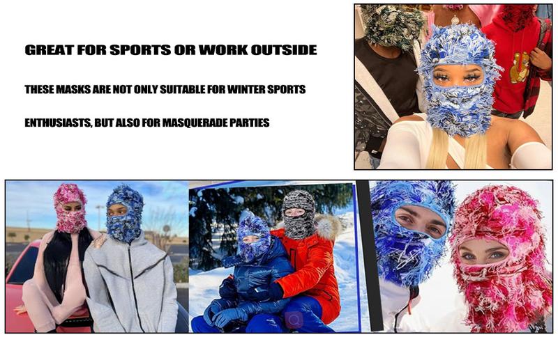 Winter Warm Solid Balaclava Mask - Windproof Full Face Knit Headgear for Skiing Hiking Outdoor Sports & Party Use Cozy Cold Weather Protection Solid Color Stylish Ski Mask with Unique Concave and Convex Design