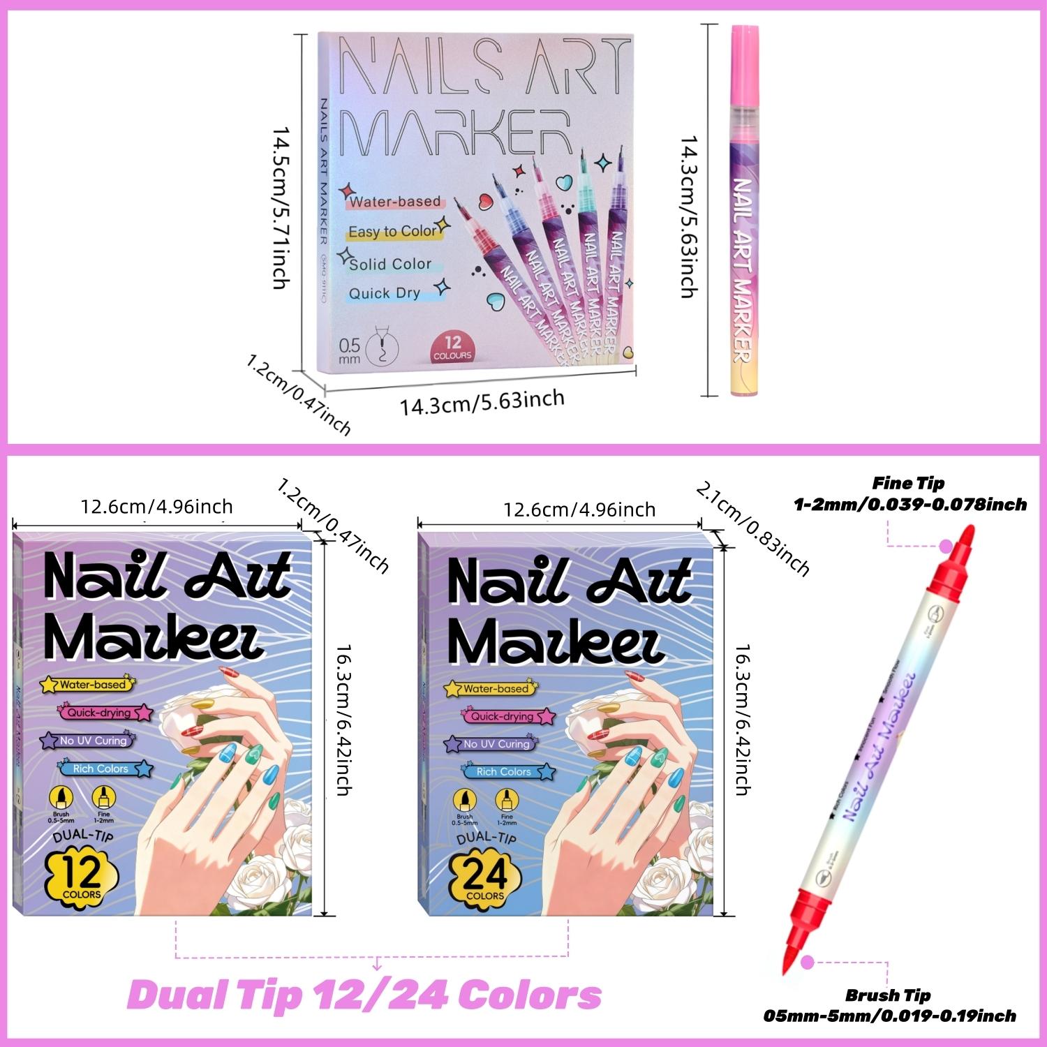 12 Color 3D Nail Art Pens Set,Nail Pens Nail Point Graffiti Dotting Pen Drawing Painting Liner Brush for DIY Nail Art Beauty Adorn Manicure Tools Nail Design Pen