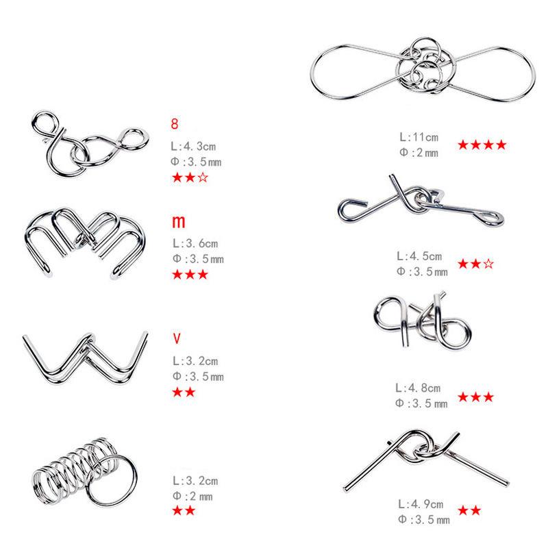 24pcs Metal Montessori Puzzle Solving Metal Wire Puzzle Pieces Solution Set 5.9''×7.08" Brain Teaser Wire Puzzle Chain Logic Educational Game Challenges Stress Relief Toys Thanksgiving Holiday Gift Ideas For Kids Men's Valentine Gifts