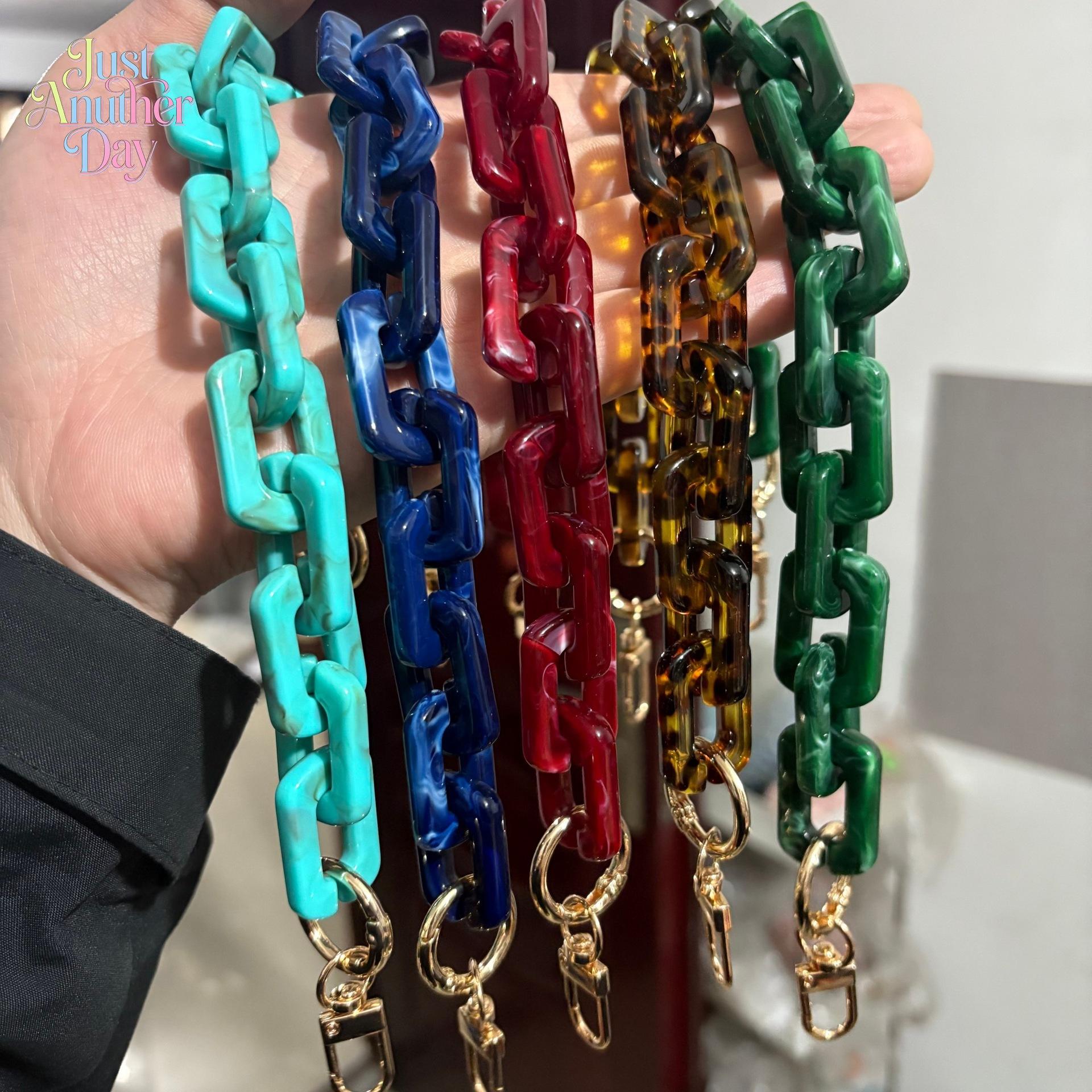Acrylic Resin Bag Chain Strap, Multi-Use Chunky Link Chain for Handbags, Glasses, Phones & Keys, Colorful Fashion Accessory