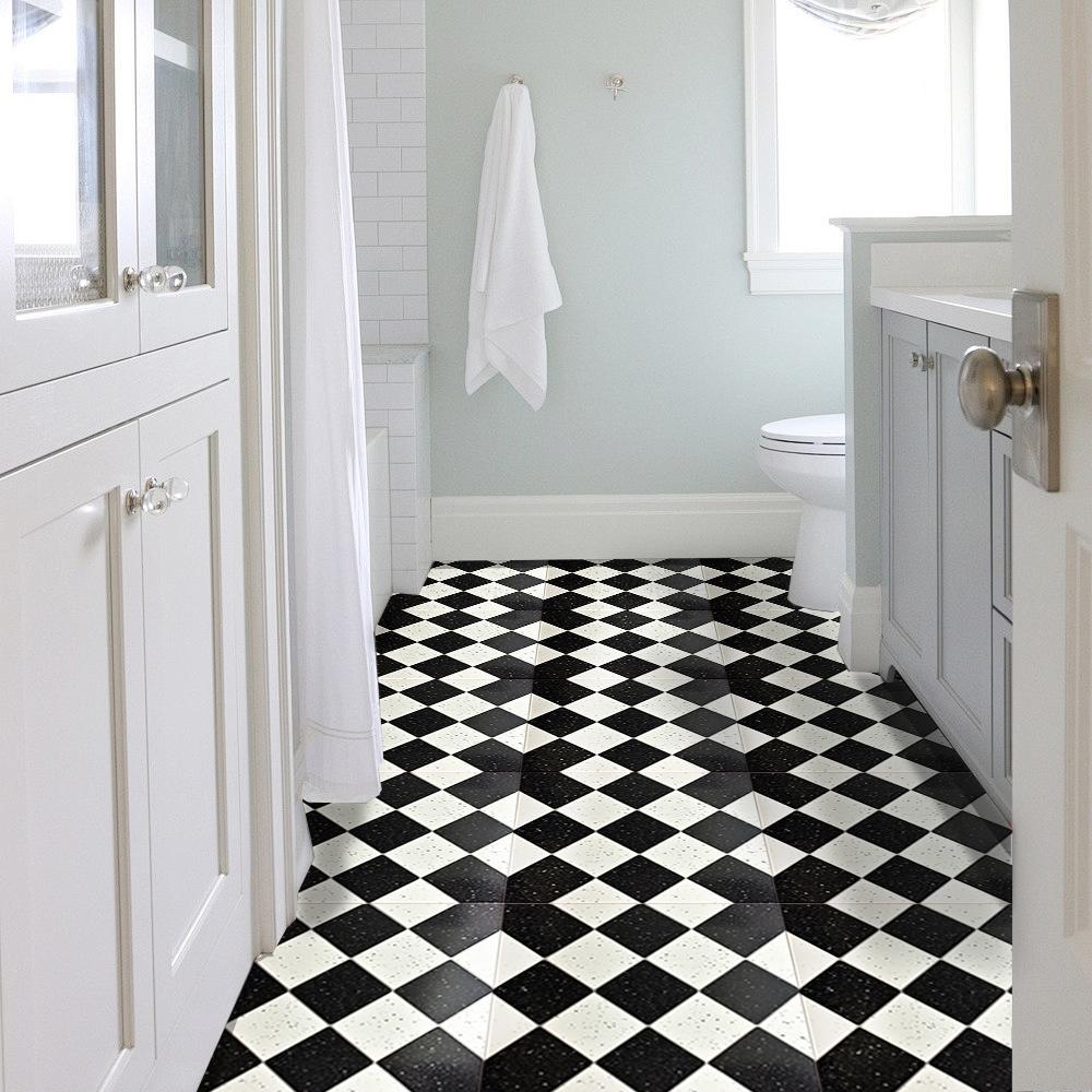 10 thickened self-adhesive floor stickers, PVC waterproof and wear-resistant leather floor stickers, art pattern, suitable for kitchen, bathroom, living room, floor installation, 11.81x11.81 inche