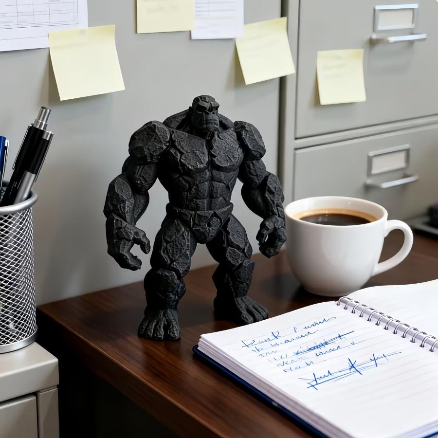 3D printed stone-textured gorilla statue, a modern minimalist decorative ornament, available in black/grey styles, perfect for home, office desk, or bookshelf accents. An ideal birthday/anniversary/party/halloween/christmas gift for gorilla enthusiasts an