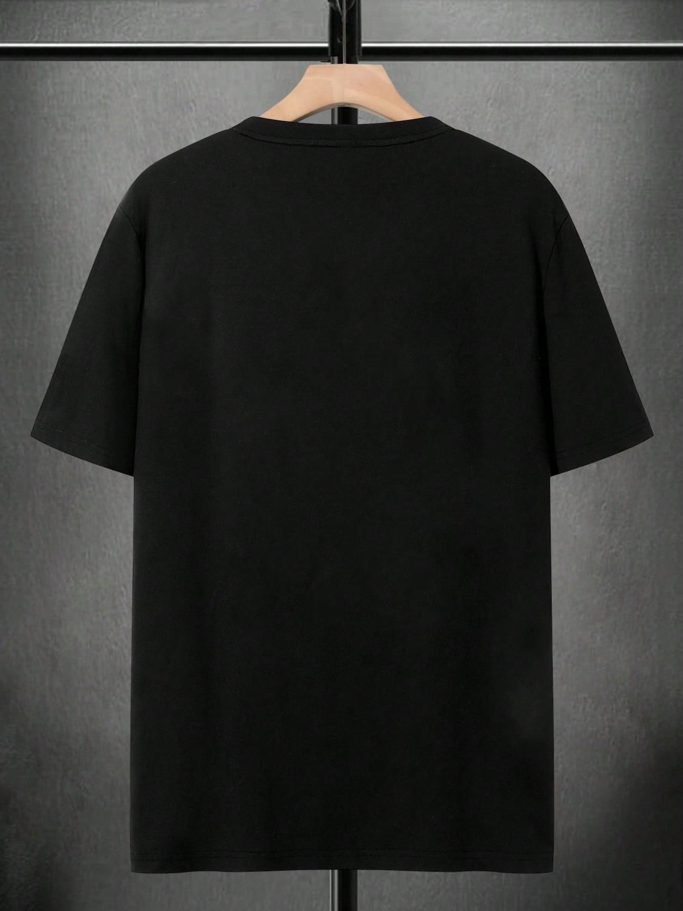 Unisex Minimalist Line Legend Short Sleeve T-Shirt, Japanese Style Loose Fit Cotton Top, Summer Casual Streetwear, Slim-Fitting H-Type