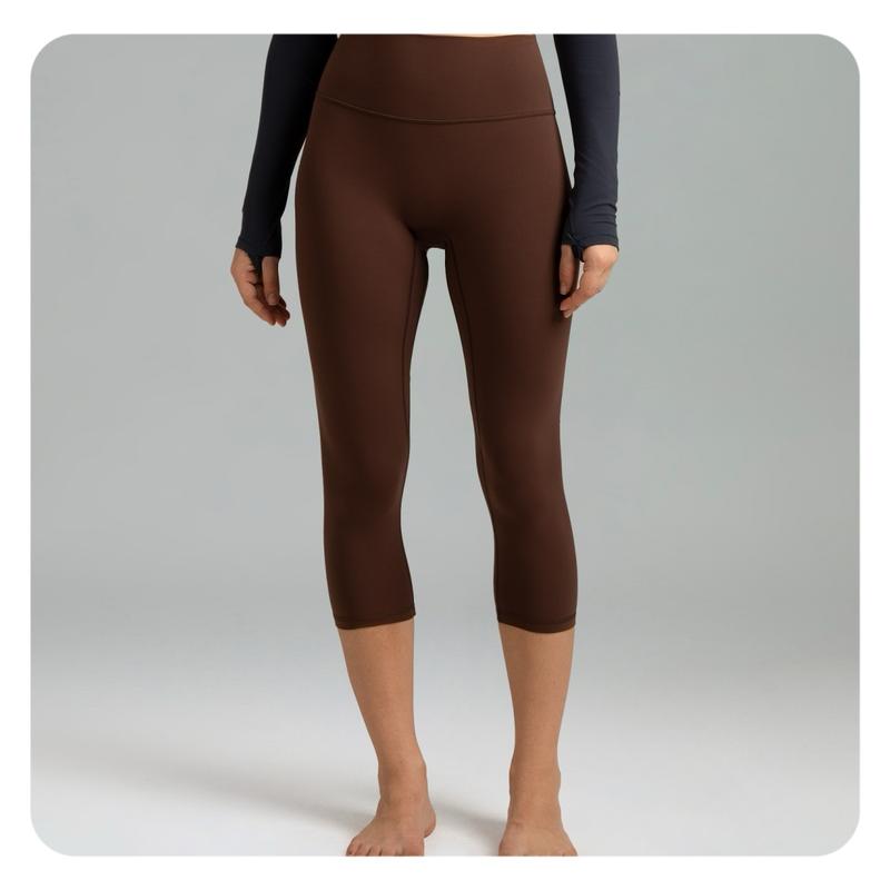 Colorfulkoala Women's No Front Seam Yoga Capri 21" Dreamlux High-Waisted Tummy Control Workout Leggings with Hidden Pocket Petite Length