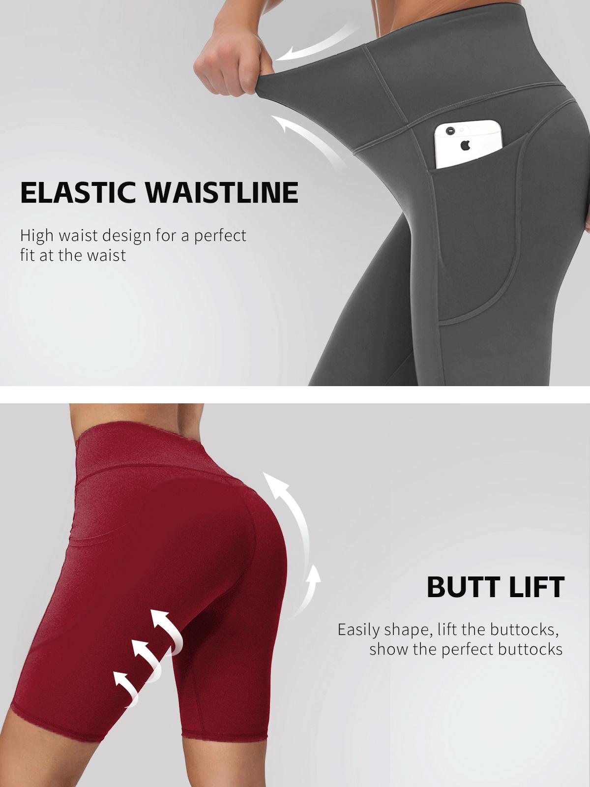 5pcs Solid High Waist Plus Size Yoga Shorts, Women's Sportswear, good Breathable, for Summer, Available in Multiple Sizes. Simple cycling pants