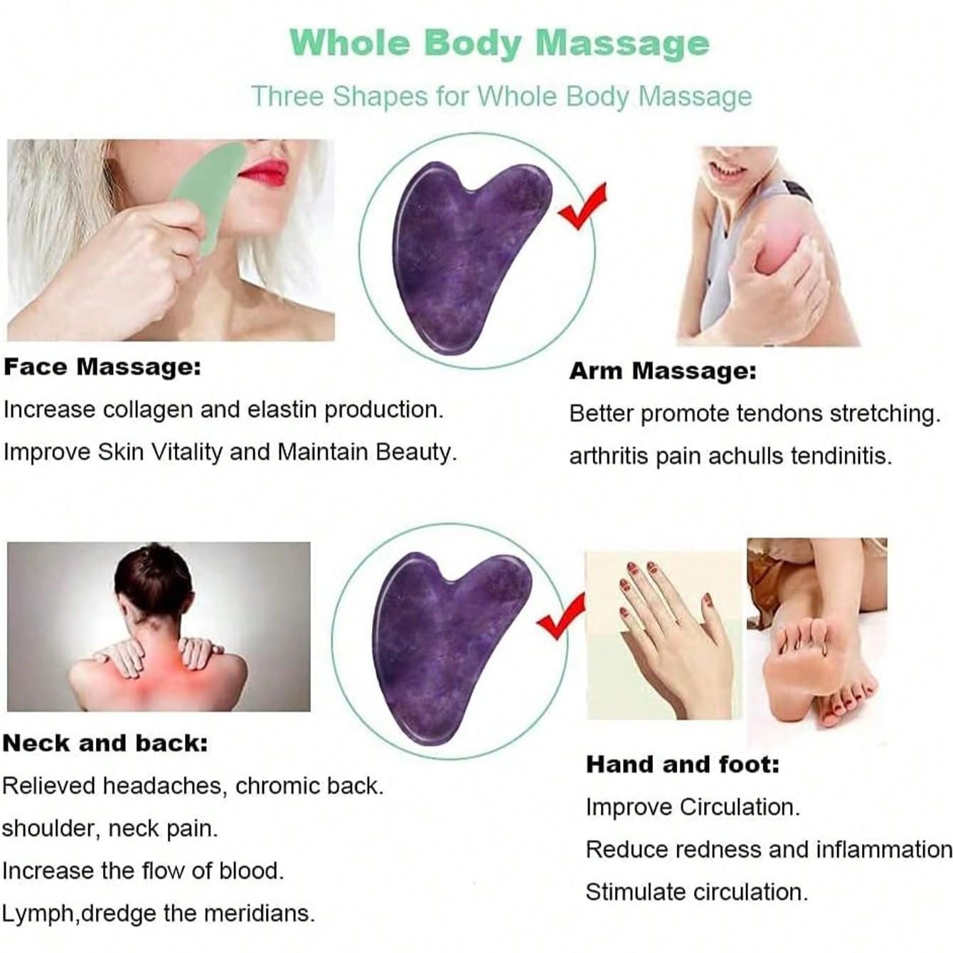 Natural Jade Facial Scraping Tool, Slimming, Firming, Suitable for Face, Eyes, Neck, Reduces Swelling, Women's Skincare