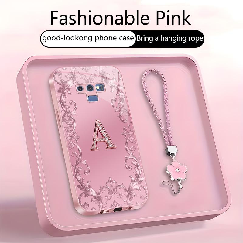 Suitable for [Galaxy Note9] high-end women's phone case🥰，free four-leaf clover lanyard included—choose any one of the 26 letters. Drop-resistant and fingerprint-proof. YM99