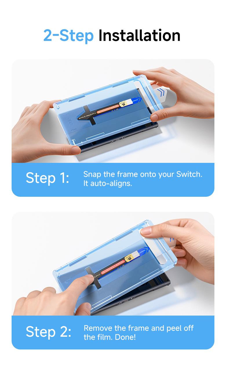 NEW - MAGIC JOHN Auto-Alignment OneTouch for Nintendo Switch 2 Screen Protector 7.9'' 2025 Tempered Glass, Accessories, 30 seconds Installation, Bubble Free, Anti-Scratch, Touch Sensitive, Ultra-Clear