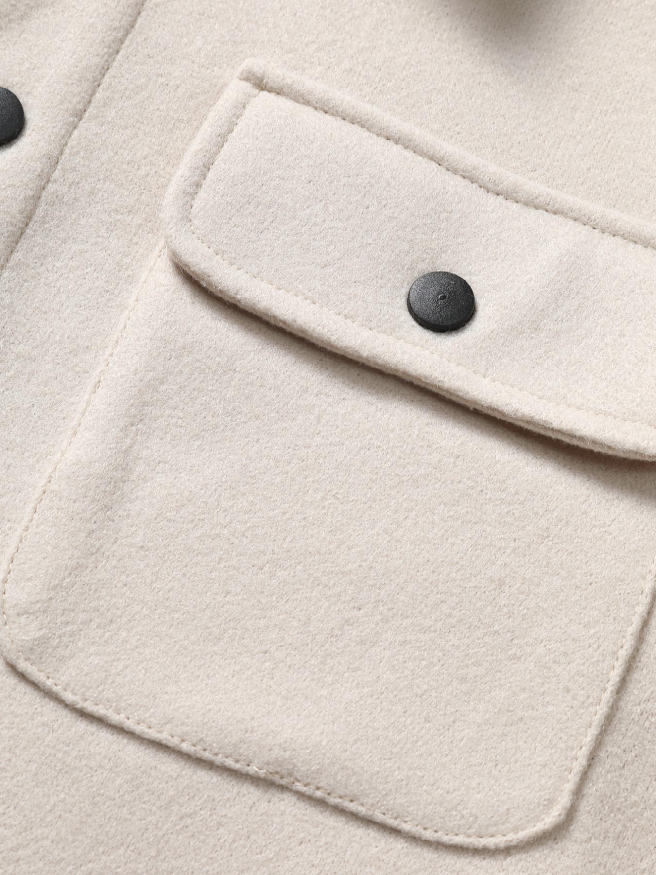 Men's Plain Long Sleeve Jacket, Regular Fit Casual Classic Button Front Flap Pocket Collared Outerwear for Fall & Winter, Going Out Outfit