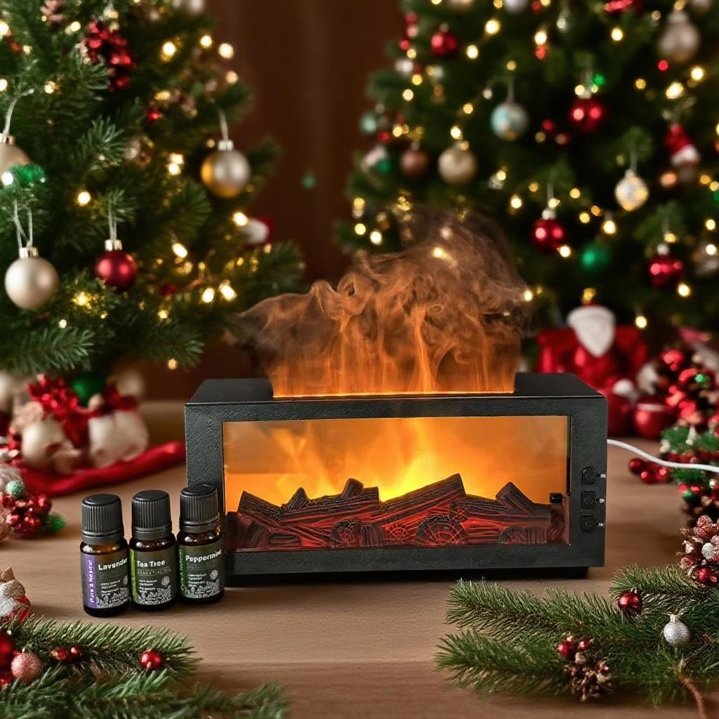 7 Colors Mini Flame Aromatherapy Machine - Essential Oil Diffuser, Air Humidifier, Aroma Diffuser, Air Purifier with Fireplace Design for Home Use, Bedroom, Office fireplace  humidifier Christmas gift waterless auto-off air humidifier fire diffuser