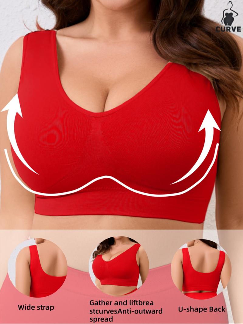 【Plus Size】 Women's Soft  Seamless Bra,Comfortable & Breathable Simple Basic Chest, No Padding,Lady Lingerie Casual Underwear Top,Soft Comfy Bra,Perfect For Daily Wear,All Seasons