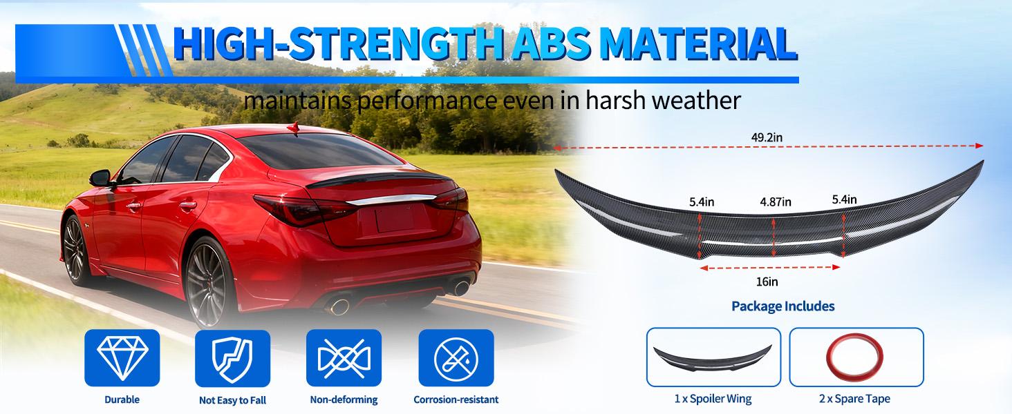 Nilight Spoiler Fit for Infiniti Q50 4 Door Sedan 2014 2015 2016 2017 2018 2019 2020 2021 2022 2023 2024 Spoilers for Cars Rear Spoiler Wing ABS Rear Trunk Lip Accessories, Carbon Fiber Pattern Black