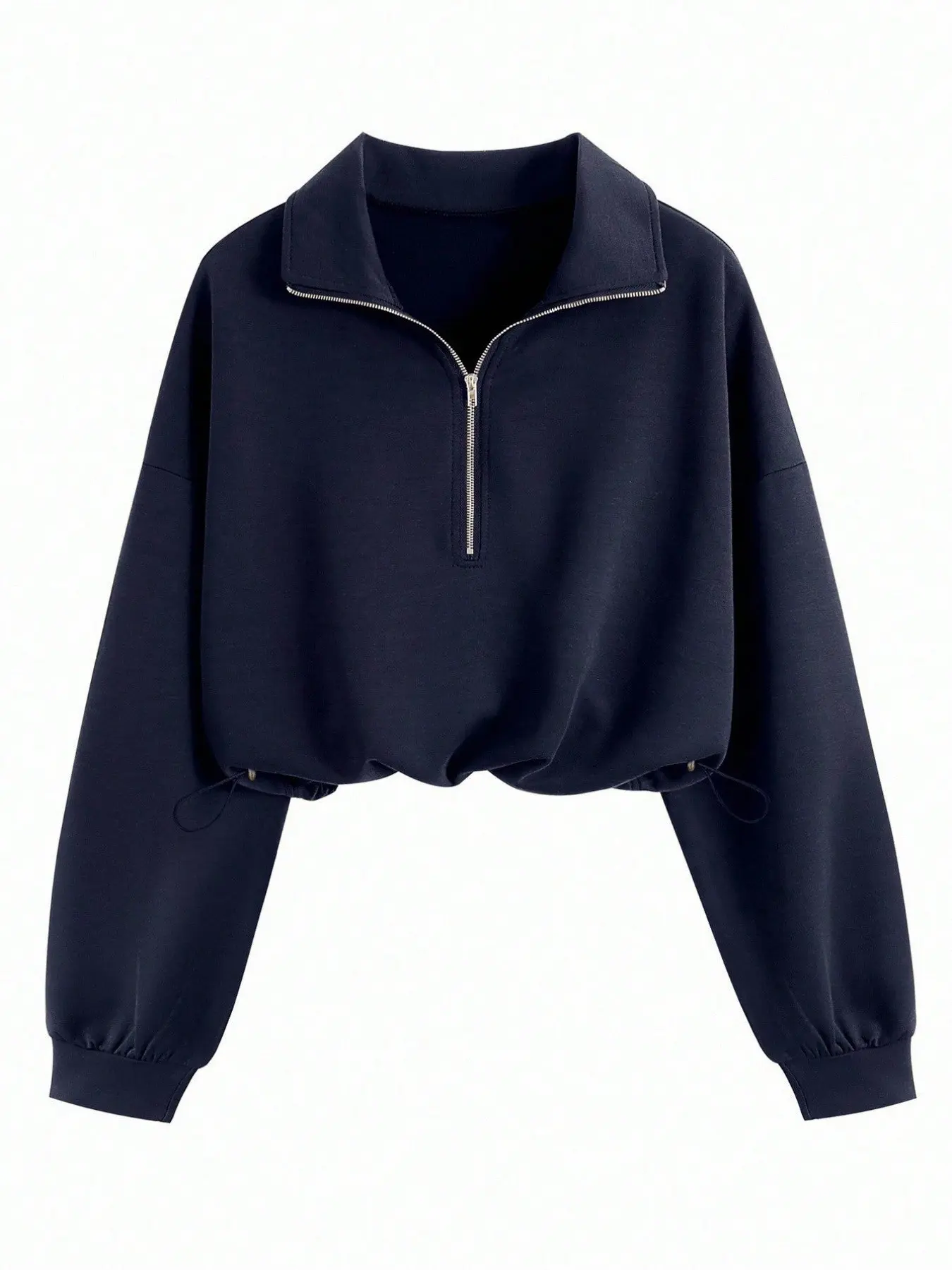 2026 Fall Winter Women's Half Zip Lapel Long Sleeve Top, Sporty Casual Waist Cinching Jacket, Daily & Outdoor Wear, Everyday