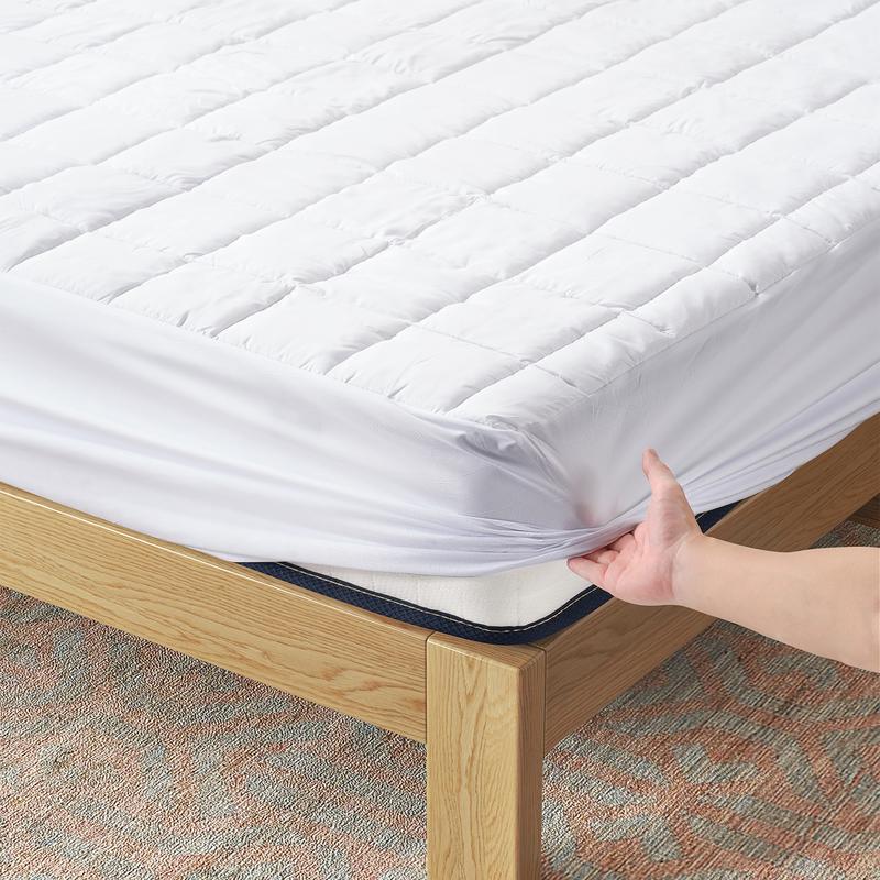 VIZIM Quilted Waterproof Mattress Protector, Fitted Mattress Pad Topper with 16 Inch Deep Pocket, Twin Full Queen King Size, Anti-Dust Mite & Breathable Bedding Cover, Machine Washable