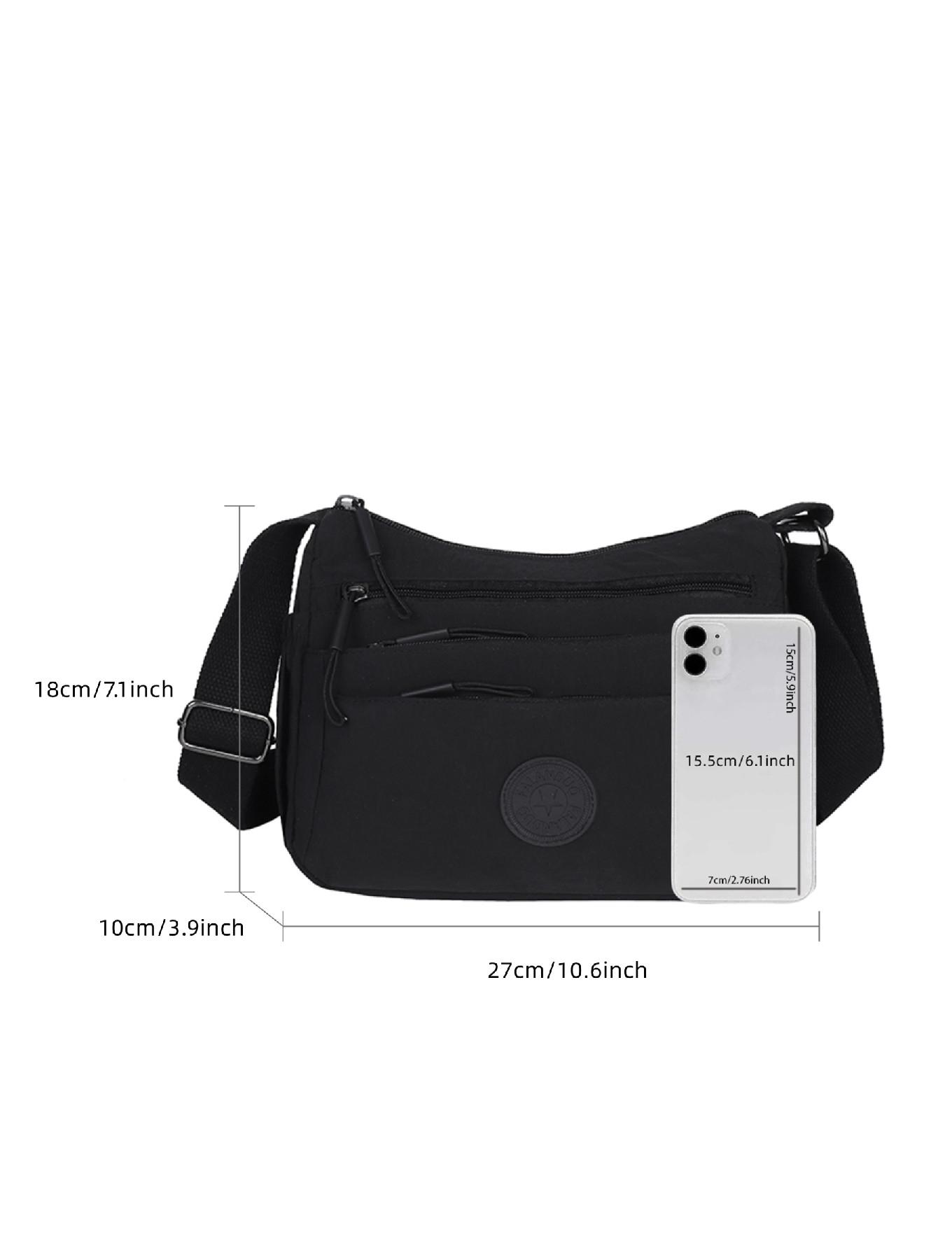 Lightweight Versatile Multifunctional Smooth Zipper Design Letter Decor Bag, Shoulder Crossbody Suitable for Daily Use Work Commute, Casual Crossbody Bag, Fashionable Crossbody Bag
