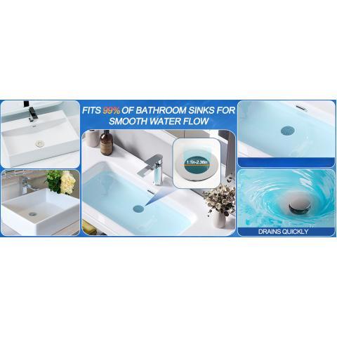 Stainless Steel Pop-Up Sink Drain Filter with Detachable Mesh Basket, Anti-Clog Filter Drain Blocker for Bathtub/Shower, Chemical-Free Hair Collector, Easy Snap-In Plug Replacement, Quick Cleaning