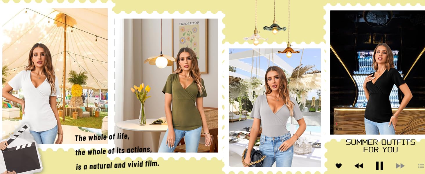 Saodimallsu Summer Tops for Women Short Sleeves Pullover Sweaters Knit Blouse Cute Dot Sweater Shirt