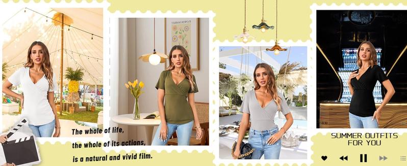 Saodimallsu Summer Tops for Women Short Sleeves Pullover Sweaters Knit Blouse Cute Dot Sweater Shirt