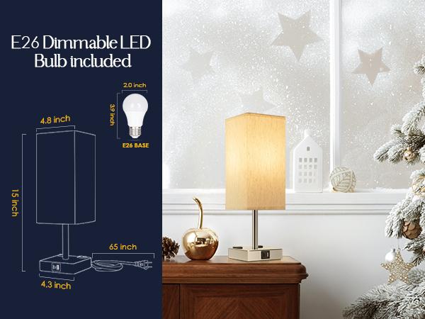 Touch Control Bedside Lamp - 3 Way Dimmable with USB C+A Charging, AC Outlets & LED Bulb Included nightstand lamp lamps Lighting Home Modern room stuff Bedroom Decorative