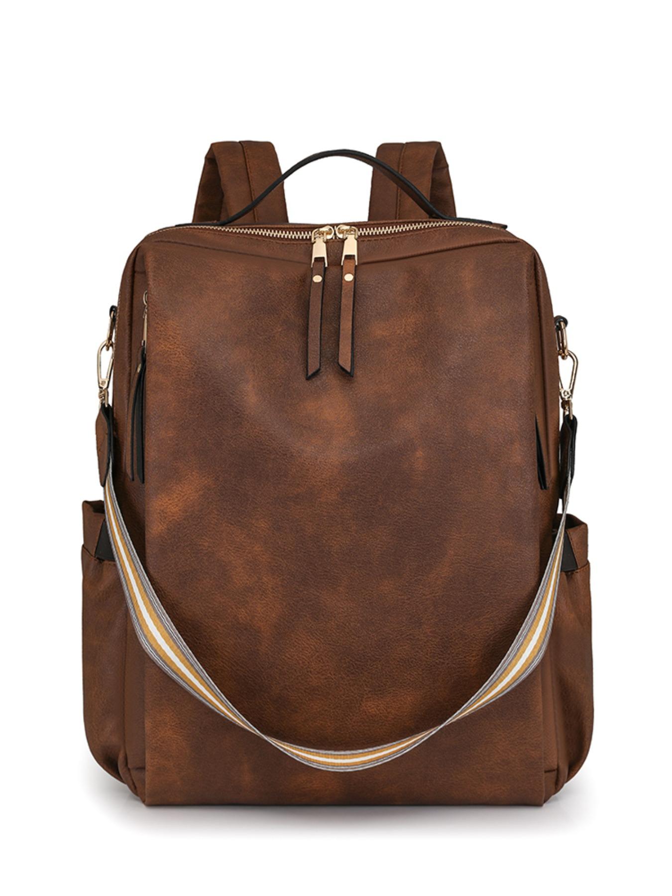 New Fashion Women's Backpack, Soft Leather Texture, Large Capacity, 15.6 Inch Laptop Bag, Casual Style, All Seasons, Durable PU Material